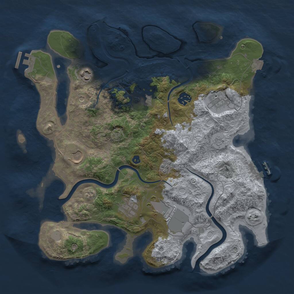 Rust Map: Procedural Map, Size: 3500, Seed: 379259474, 14 Monuments