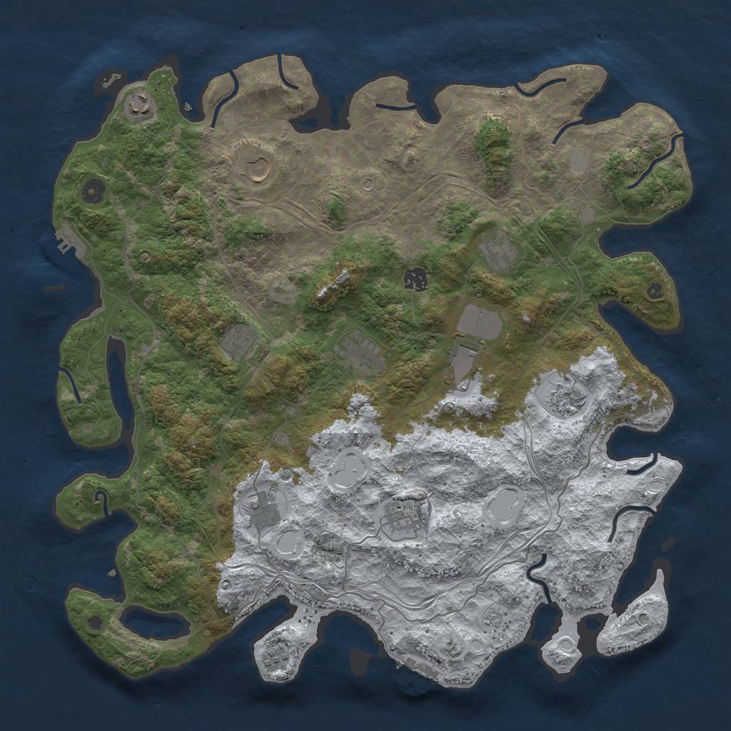Rust Map: Procedural Map, Size: 4500, Seed: 5581221, 20 Monuments