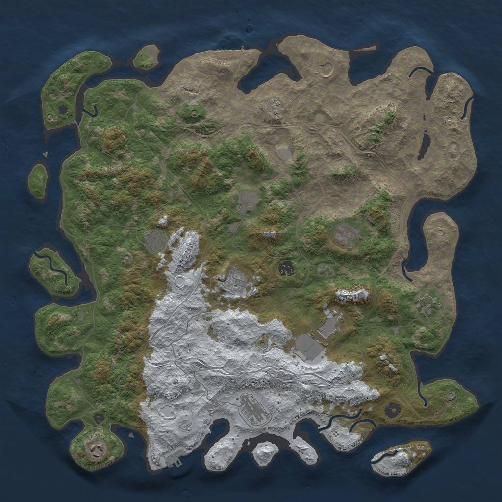 Rust Map: Procedural Map, Size: 4800, Seed: 4444, 20 Monuments