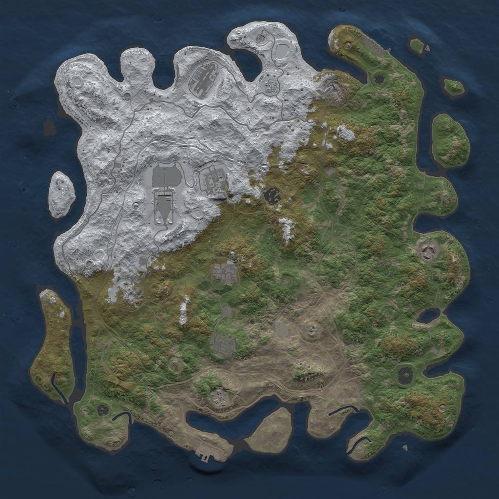 Rust Map: Procedural Map, Size: 4500, Seed: 965631, 18 Monuments