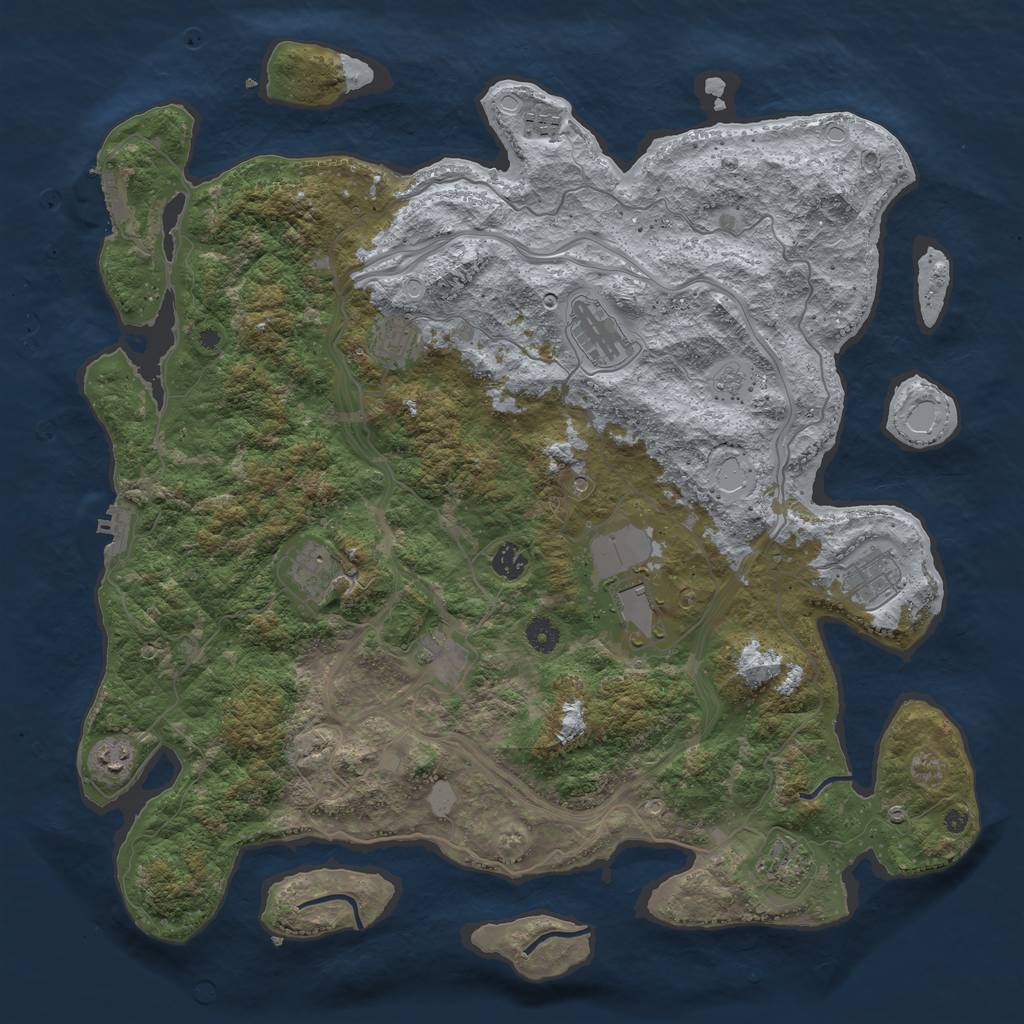 Rust Map: Procedural Map, Size: 4500, Seed: 4767791, 19 Monuments