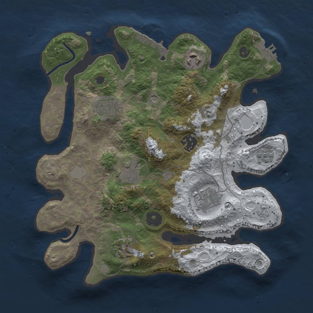 Rust Map: Procedural Map, Size: 3000, Seed: 1624139559, 16 Monuments
