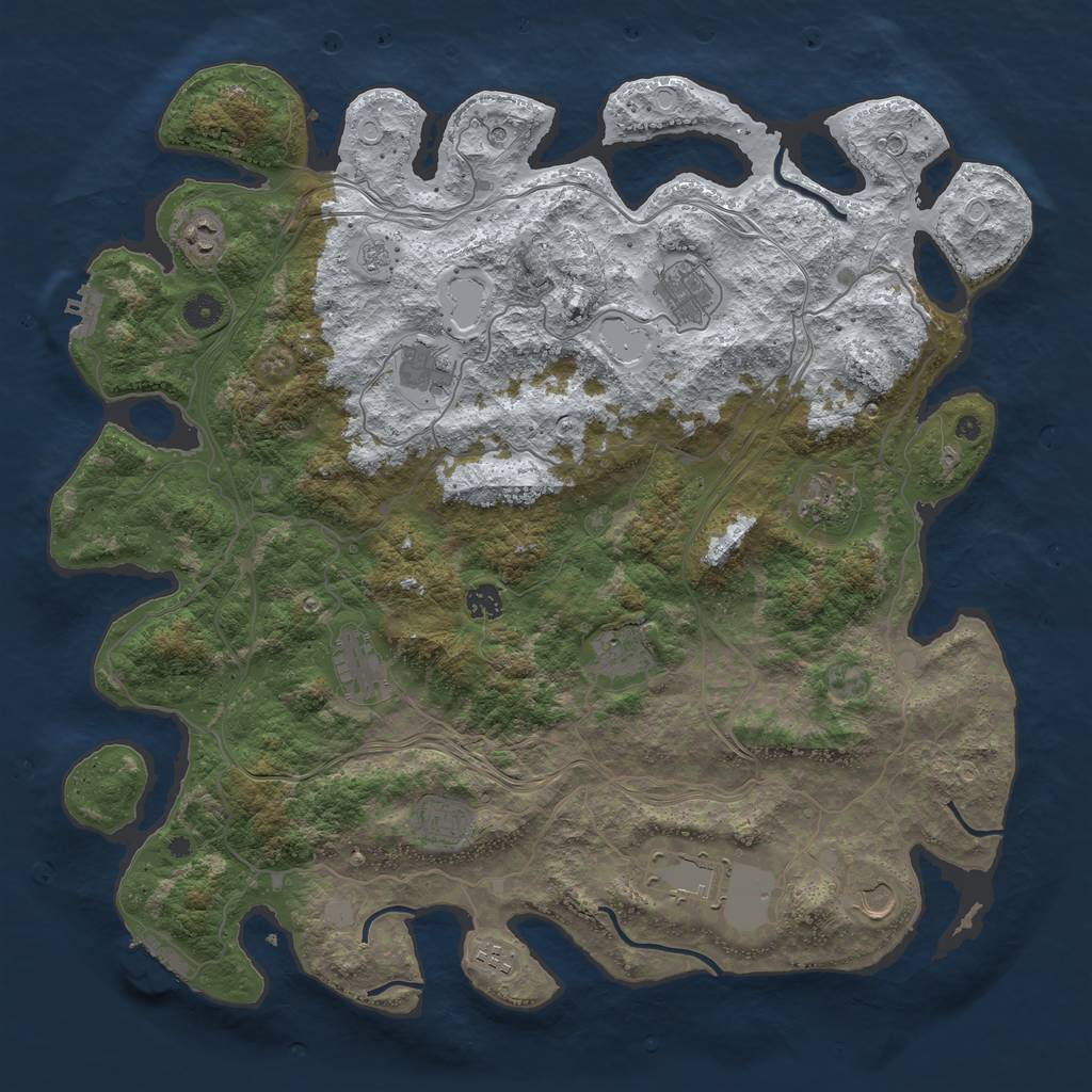 Rust Map: Procedural Map, Size: 4500, Seed: 3614111, 20 Monuments