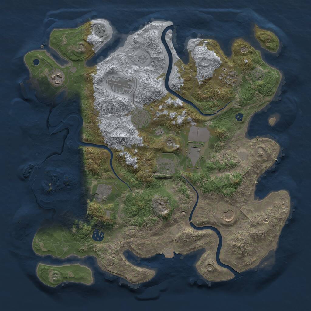 Rust Map: Procedural Map, Size: 3850, Seed: 461933720, 16 Monuments