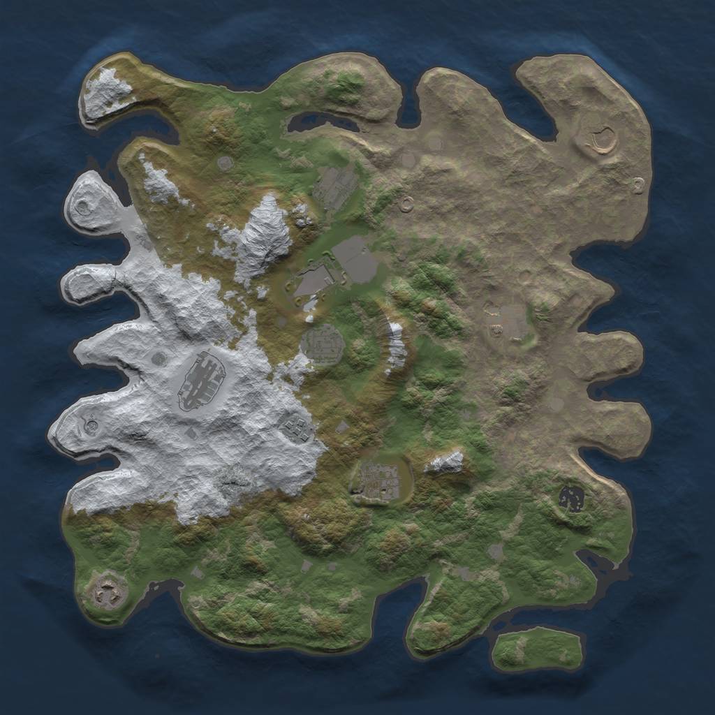 Rust Map: Barren, Size: 4000, Seed: 123456, 13 Monuments