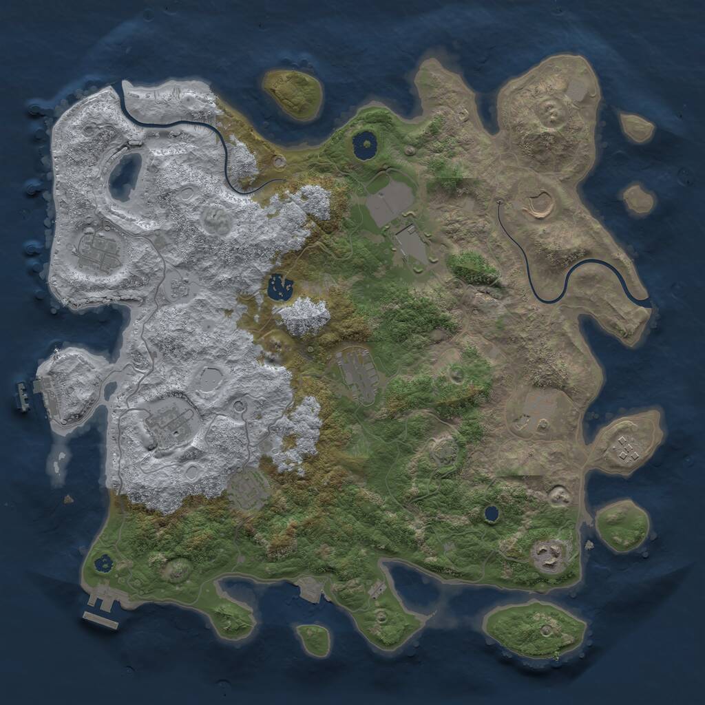 Rust Map: Procedural Map, Size: 3950, Seed: 932430785, 16 Monuments