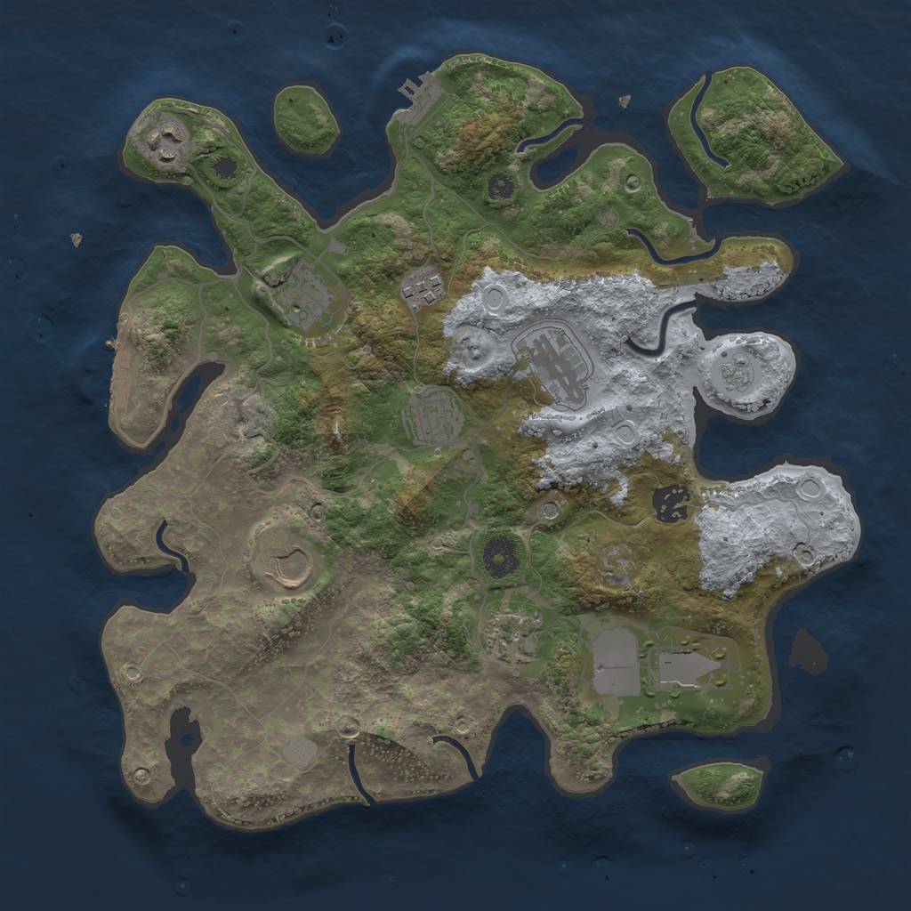 Rust Map: Procedural Map, Size: 3500, Seed: 885555, 18 Monuments