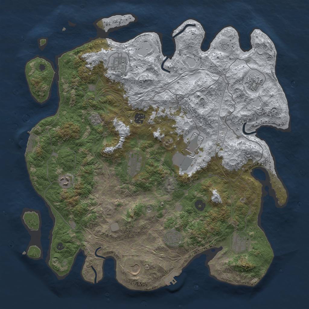 Rust Map: Procedural Map, Size: 4250, Seed: 1382360696, 19 Monuments