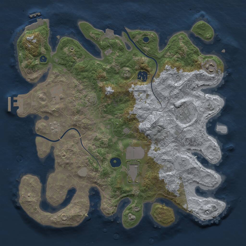 Rust Map: Procedural Map, Size: 3500, Seed: 280216263, 12 Monuments