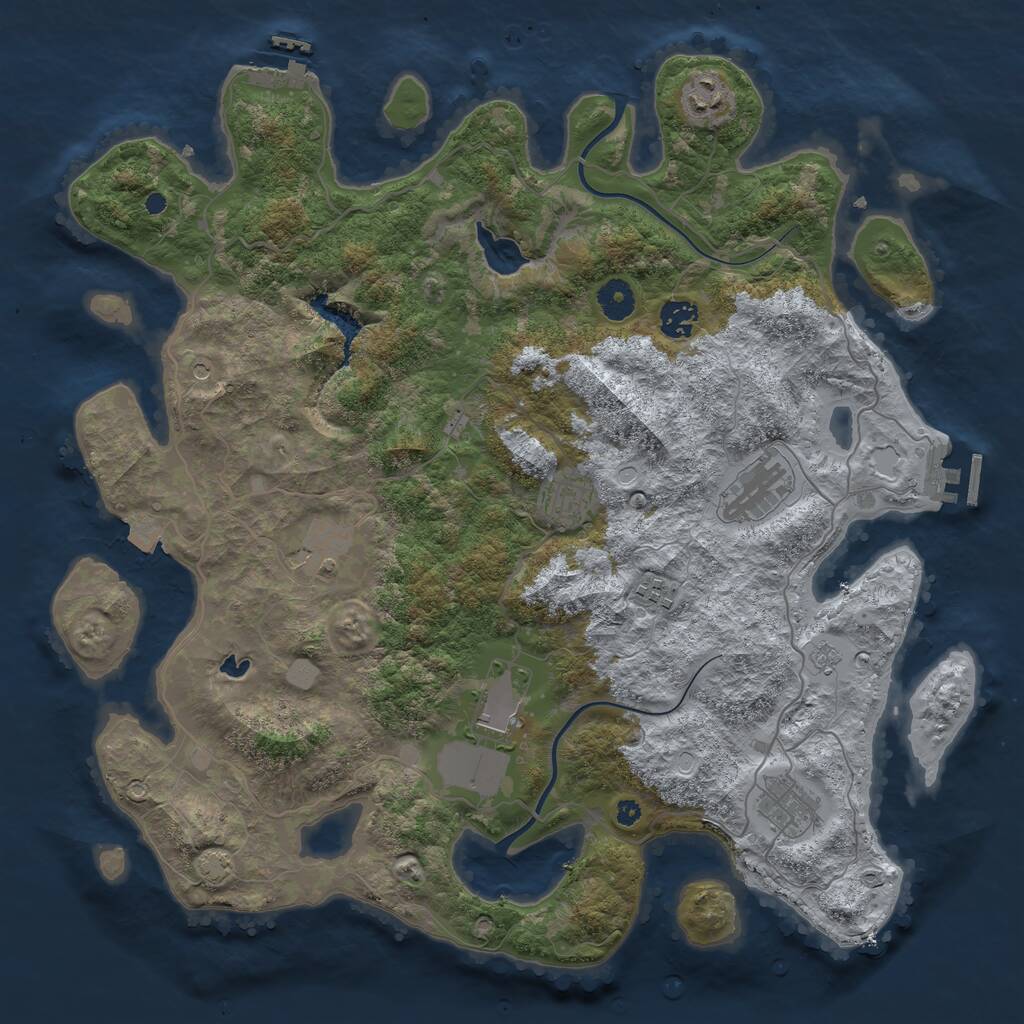 Rust Map: Procedural Map, Size: 4000, Seed: 851977320, 14 Monuments