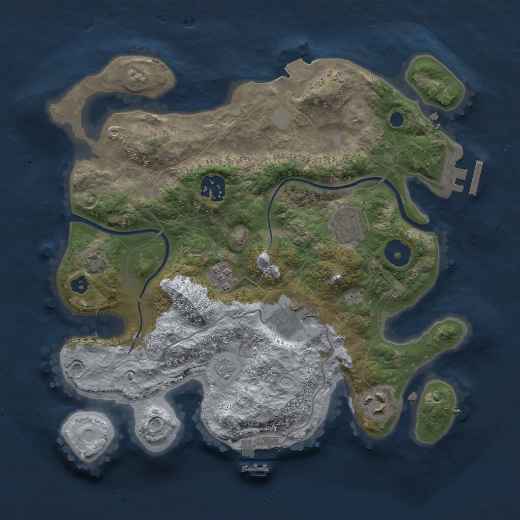 Rust Map: Procedural Map, Size: 3000, Seed: 1184310088, 10 Monuments