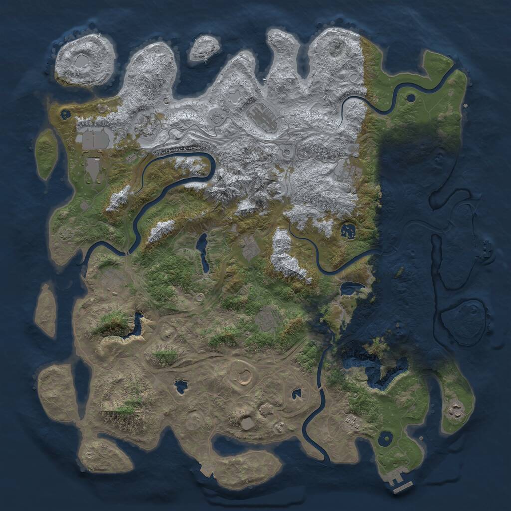 Rust Map: Procedural Map, Size: 5000, Seed: 72971877, 17 Monuments