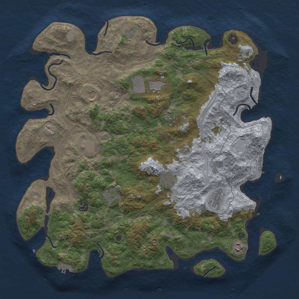 Rust Map: Procedural Map, Size: 4500, Seed: 2856442, 20 Monuments