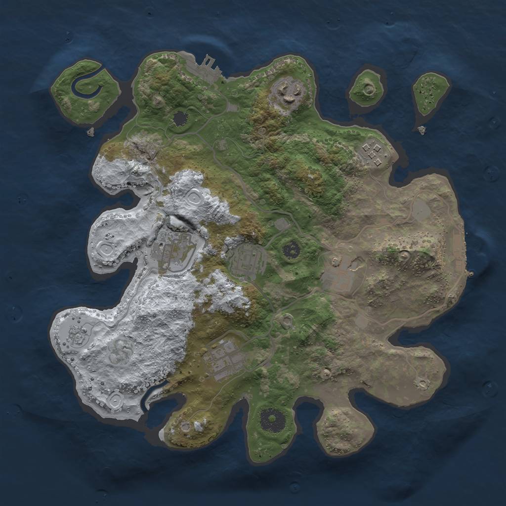 Rust Map: Procedural Map, Size: 3000, Seed: 1491590838, 14 Monuments