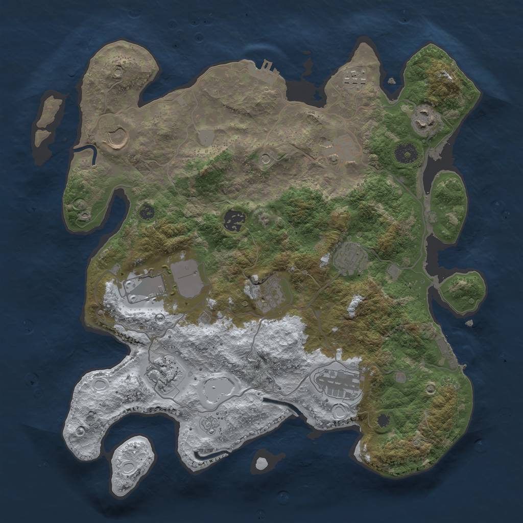 Rust Map: Procedural Map, Size: 3600, Seed: 383020466, 19 Monuments