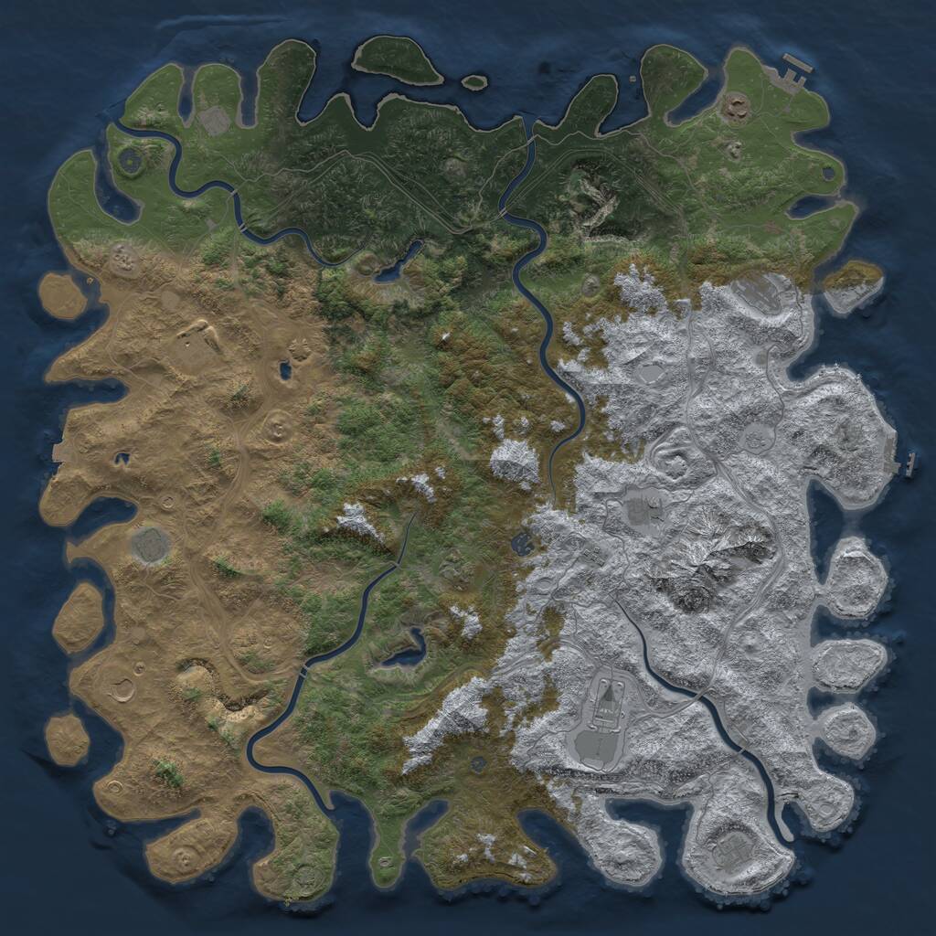 Rust Map: Procedural Map, Size: 6000, Seed: 1787021010, 17 Monuments
