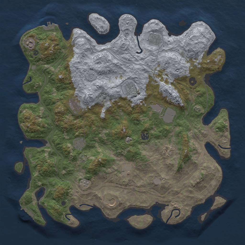 Rust Map: Procedural Map, Size: 4500, Seed: 307087, 20 Monuments