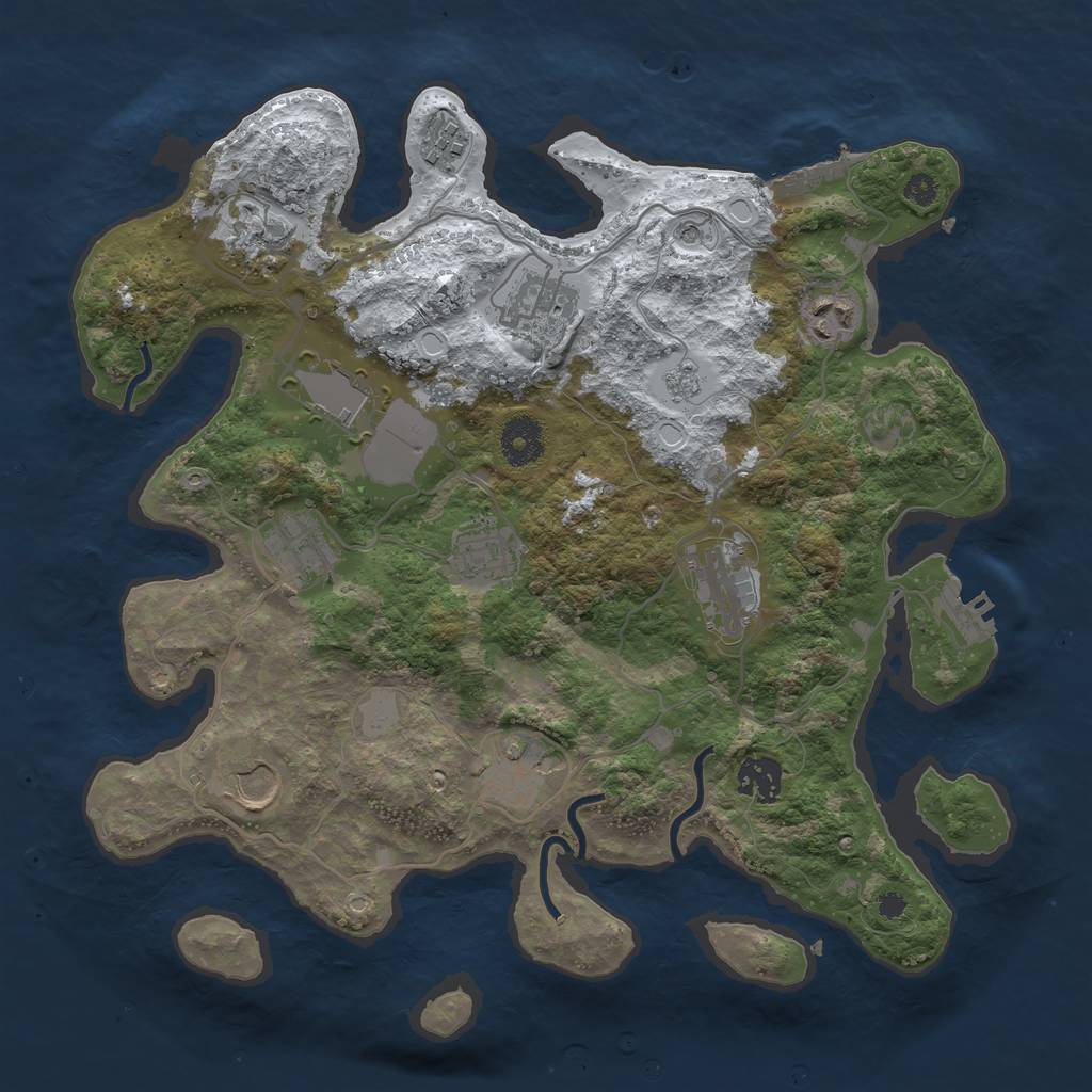 Rust Map: Procedural Map, Size: 3500, Seed: 795136894, 20 Monuments