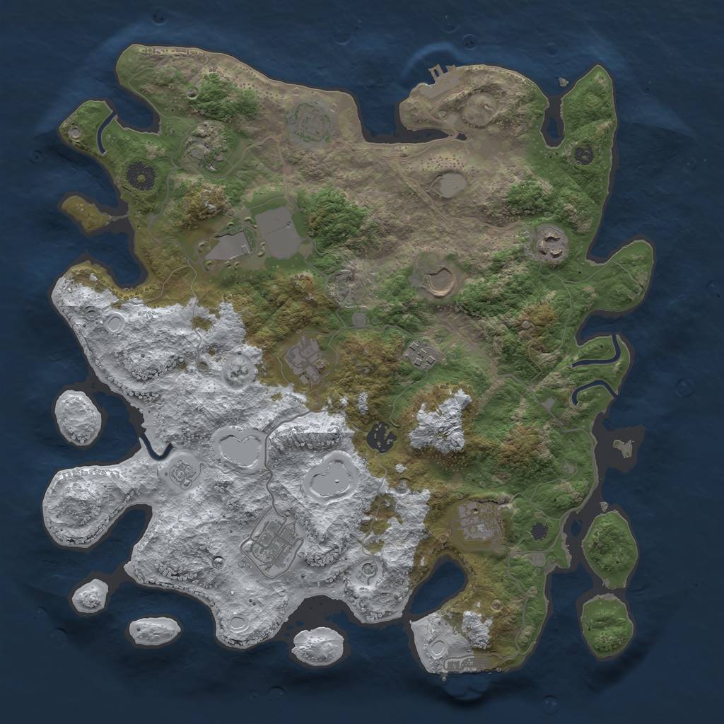 Rust Map: Procedural Map, Size: 3750, Seed: 671456931, 19 Monuments