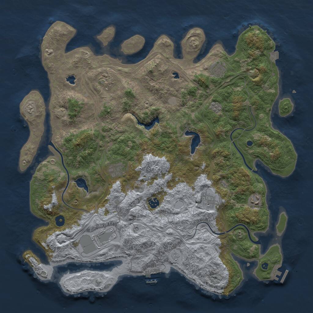 Rust Map: Procedural Map, Size: 4500, Seed: 2879639, 14 Monuments