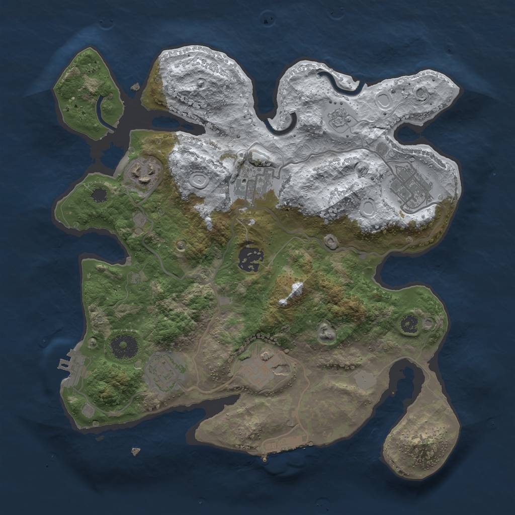 Rust Map: Procedural Map, Size: 3000, Seed: 532440, 14 Monuments