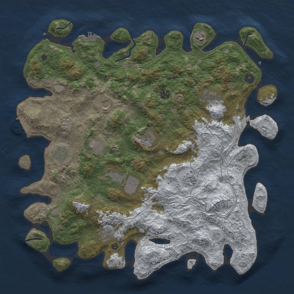 Rust Map: Procedural Map, Size: 4500, Seed: 1719262, 20 Monuments
