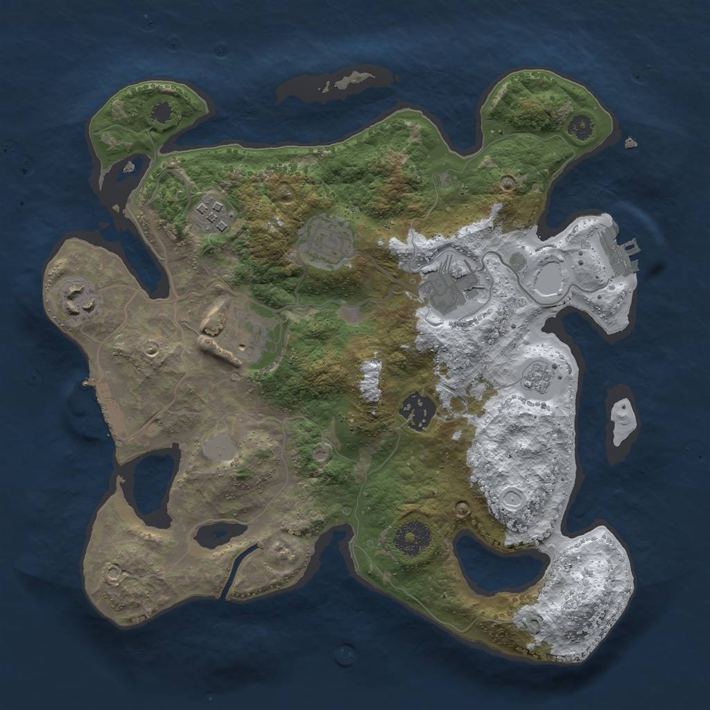 Rust Map: Procedural Map, Size: 3000, Seed: 1220844800, 14 Monuments
