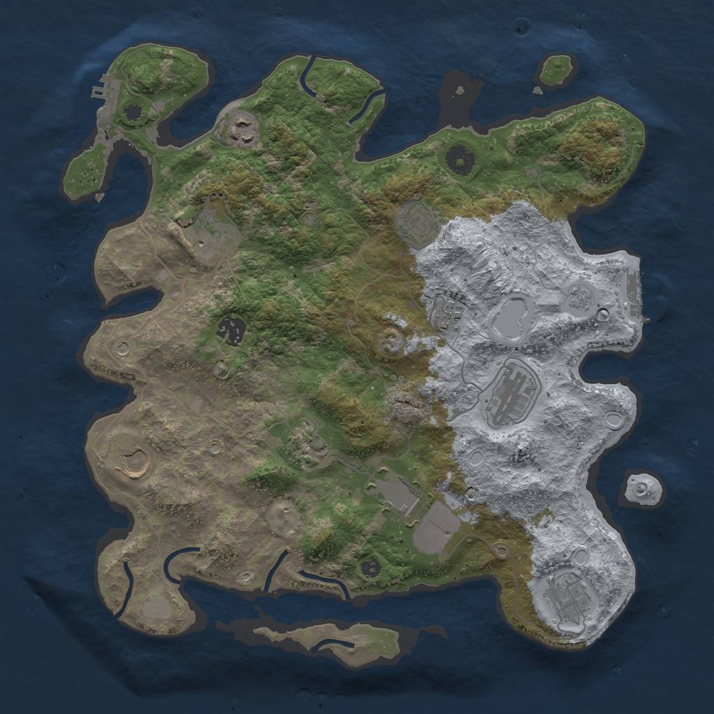 Rust Map: Procedural Map, Size: 3700, Seed: 702855914, 19 Monuments