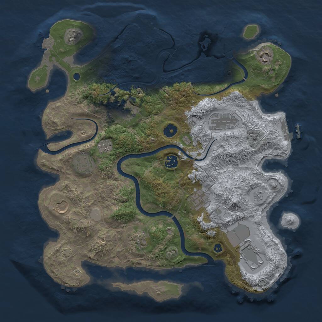 Rust Map: Procedural Map, Size: 3700, Seed: 702855914, 16 Monuments