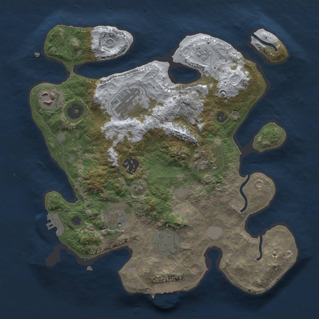 Rust Map: Procedural Map, Size: 3000, Seed: 3333333, 15 Monuments