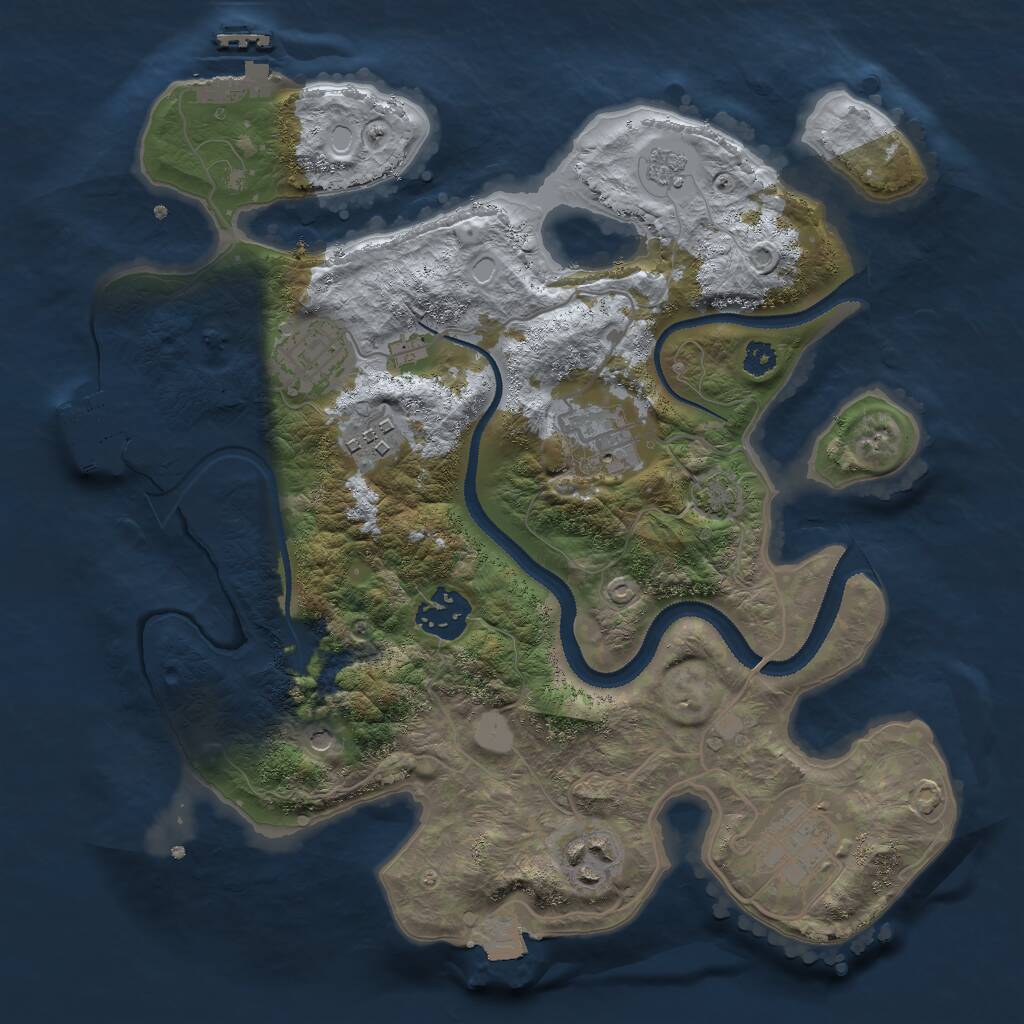 Rust Map: Procedural Map, Size: 3000, Seed: 3333333, 12 Monuments