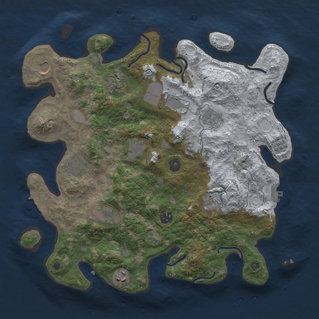 Rust Map: Procedural Map, Size: 3700, Seed: 842295097, 20 Monuments