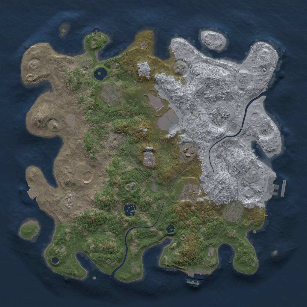 Rust Map: Procedural Map, Size: 3700, Seed: 842295097, 15 Monuments