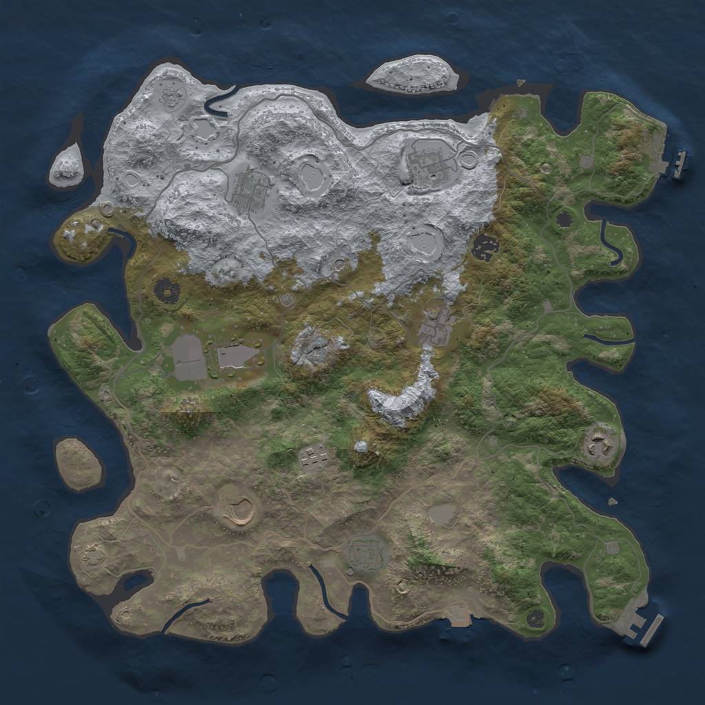 Rust Map: Procedural Map, Size: 4000, Seed: 2014, 17 Monuments