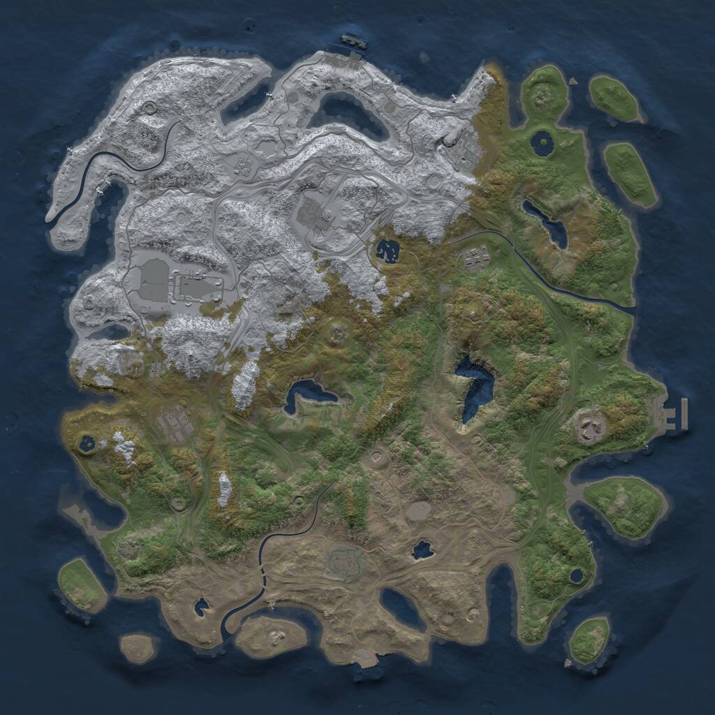 Rust Map: Procedural Map, Size: 4500, Seed: 882689, 14 Monuments