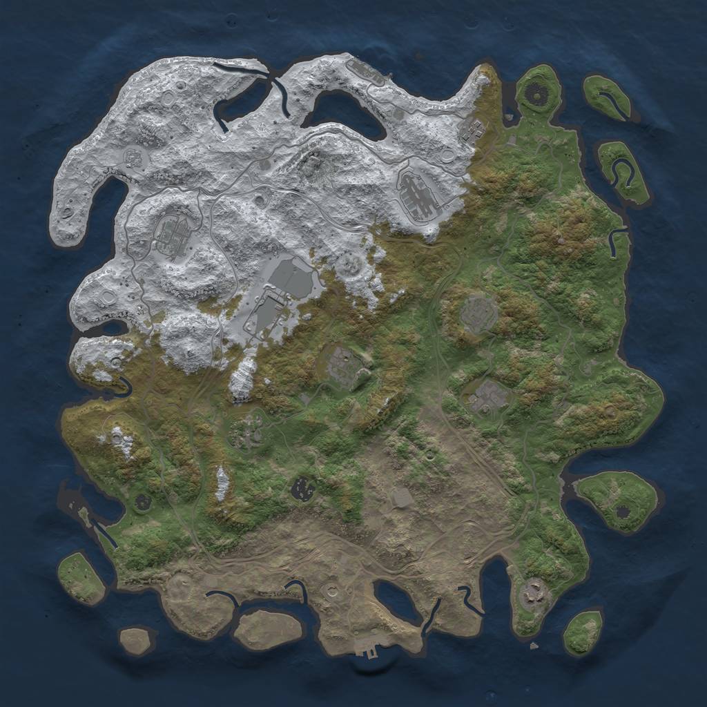 Rust Map: Procedural Map, Size: 4500, Seed: 882689, 19 Monuments