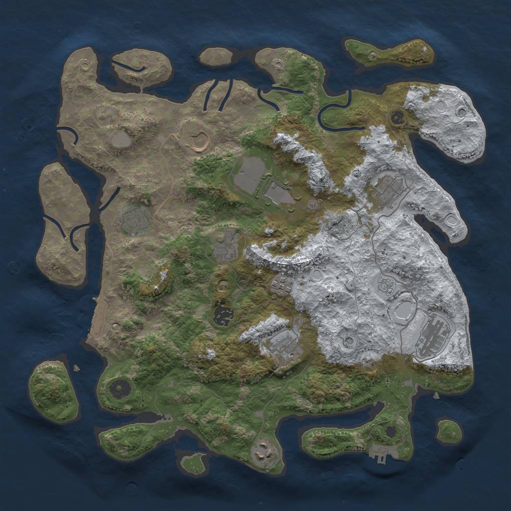 Rust Map: Procedural Map, Size: 3850, Seed: 1098696117, 19 Monuments