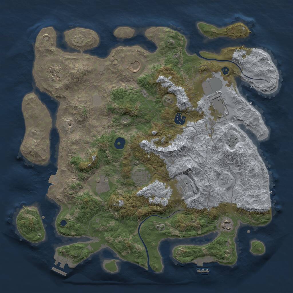 Rust Map: Procedural Map, Size: 3850, Seed: 1098696117, 15 Monuments