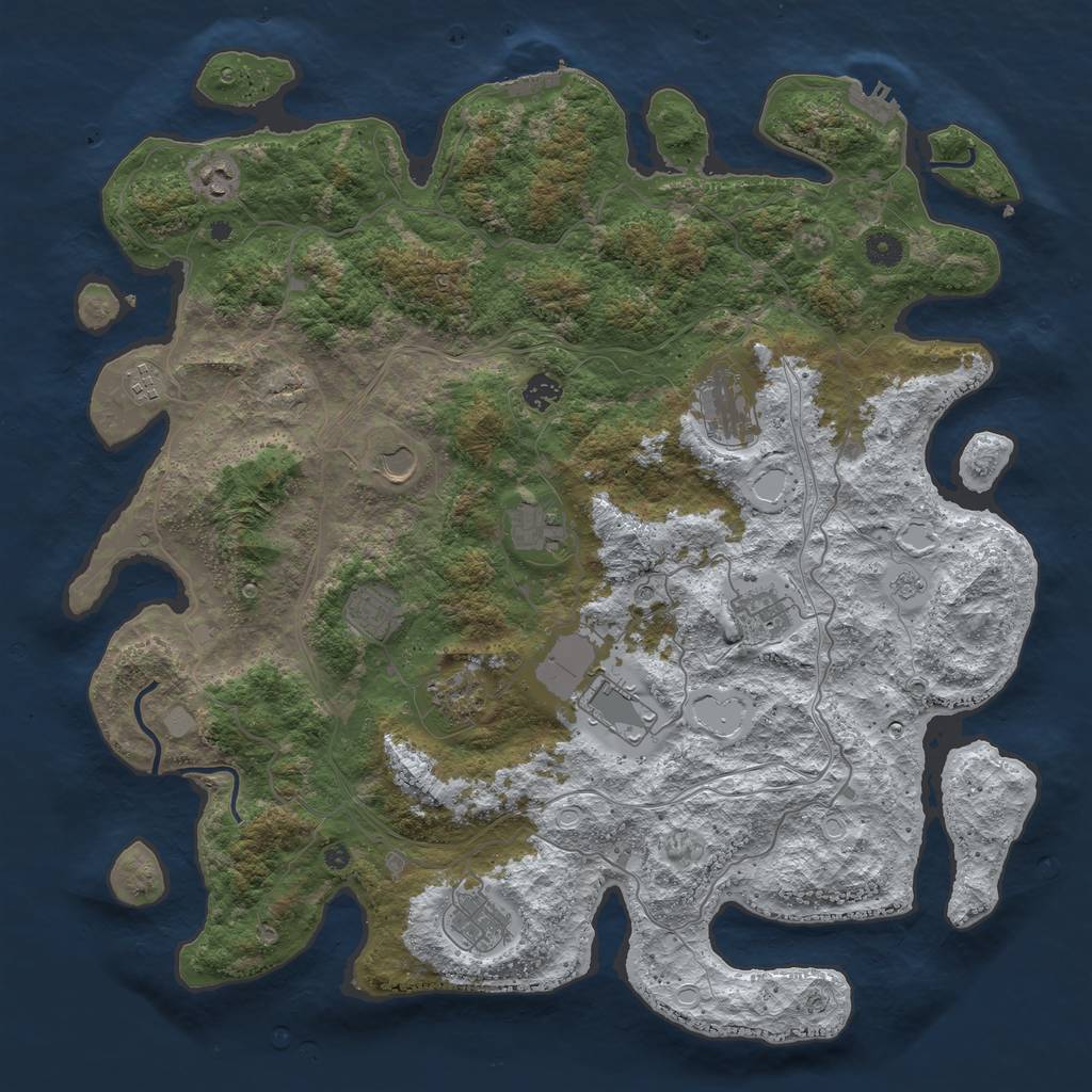 Rust Map: Procedural Map, Size: 4500, Seed: 4062301, 20 Monuments