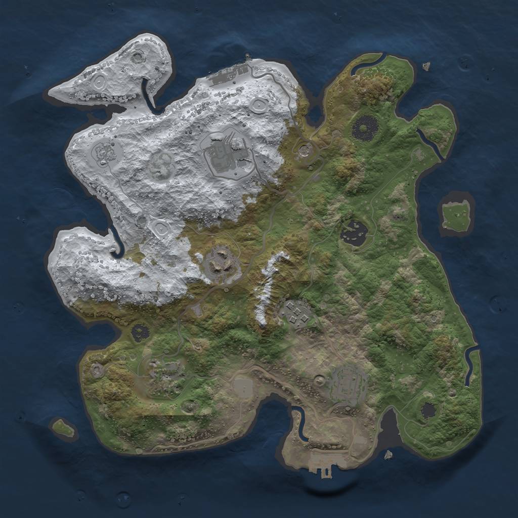 Rust Map: Procedural Map, Size: 3000, Seed: 100239363, 15 Monuments