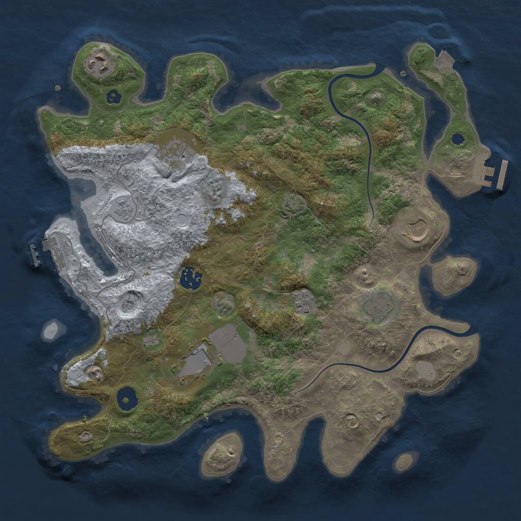 Rust Map: Procedural Map, Size: 3500, Seed: 121560641, 13 Monuments
