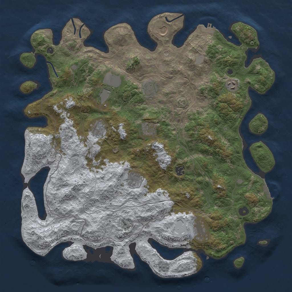 Rust Map: Procedural Map, Size: 4500, Seed: 3004410, 19 Monuments