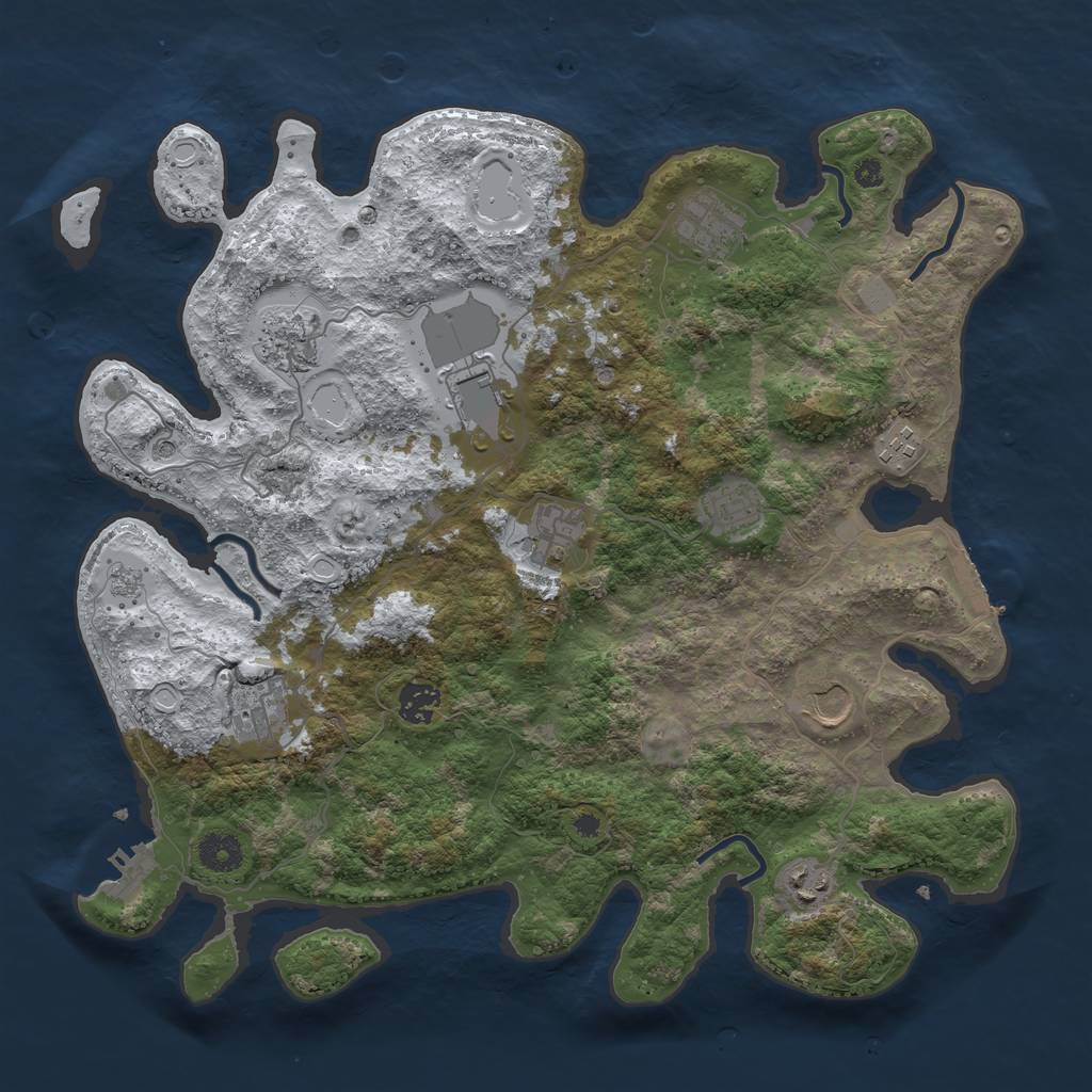 Rust Map: Procedural Map, Size: 3850, Seed: 56991822, 19 Monuments