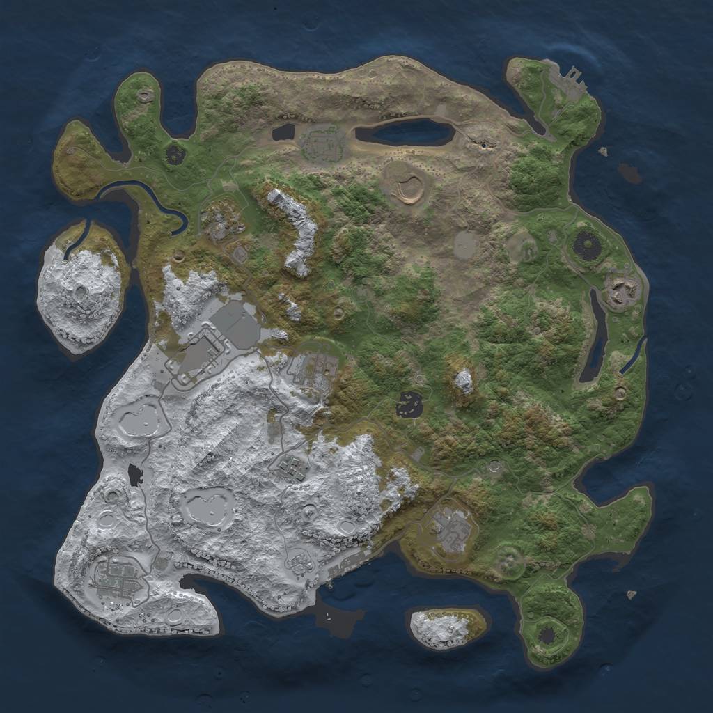 Rust Map: Procedural Map, Size: 3800, Seed: 2068221367, 19 Monuments