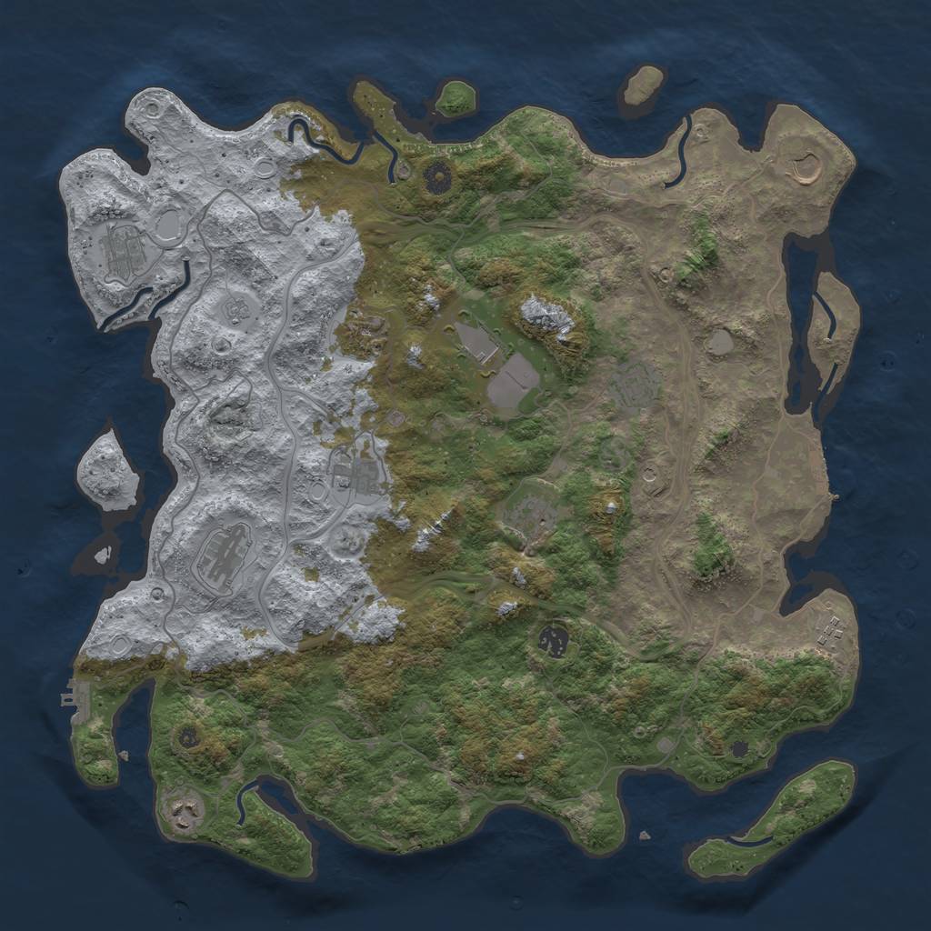 Rust Map: Procedural Map, Size: 4500, Seed: 1847622186, 20 Monuments