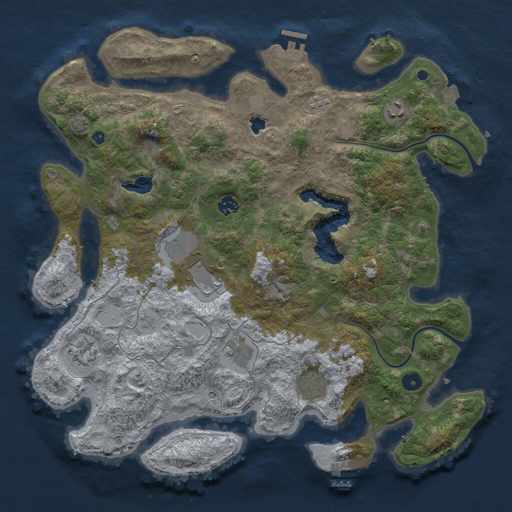 Rust Map: Procedural Map, Size: 4000, Seed: 247652, 13 Monuments