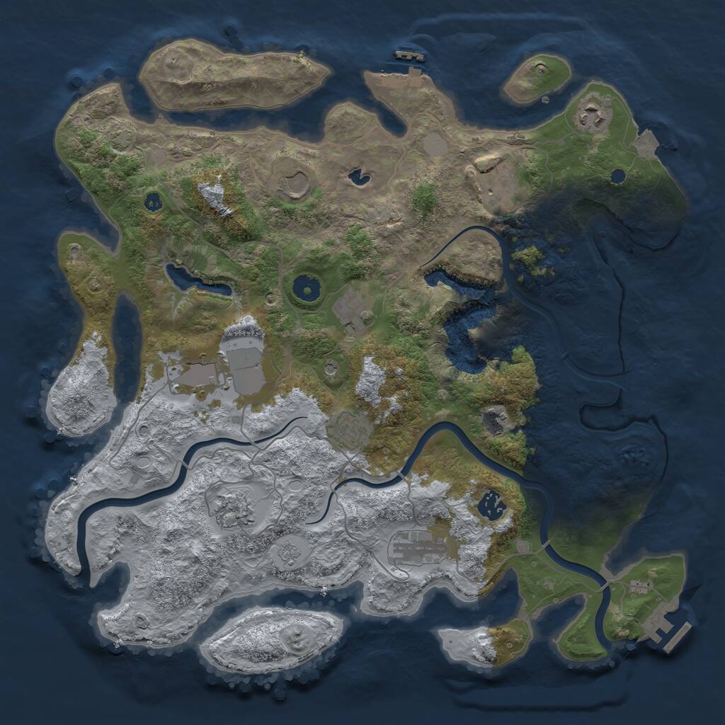Rust Map: Procedural Map, Size: 4000, Seed: 247652, 16 Monuments