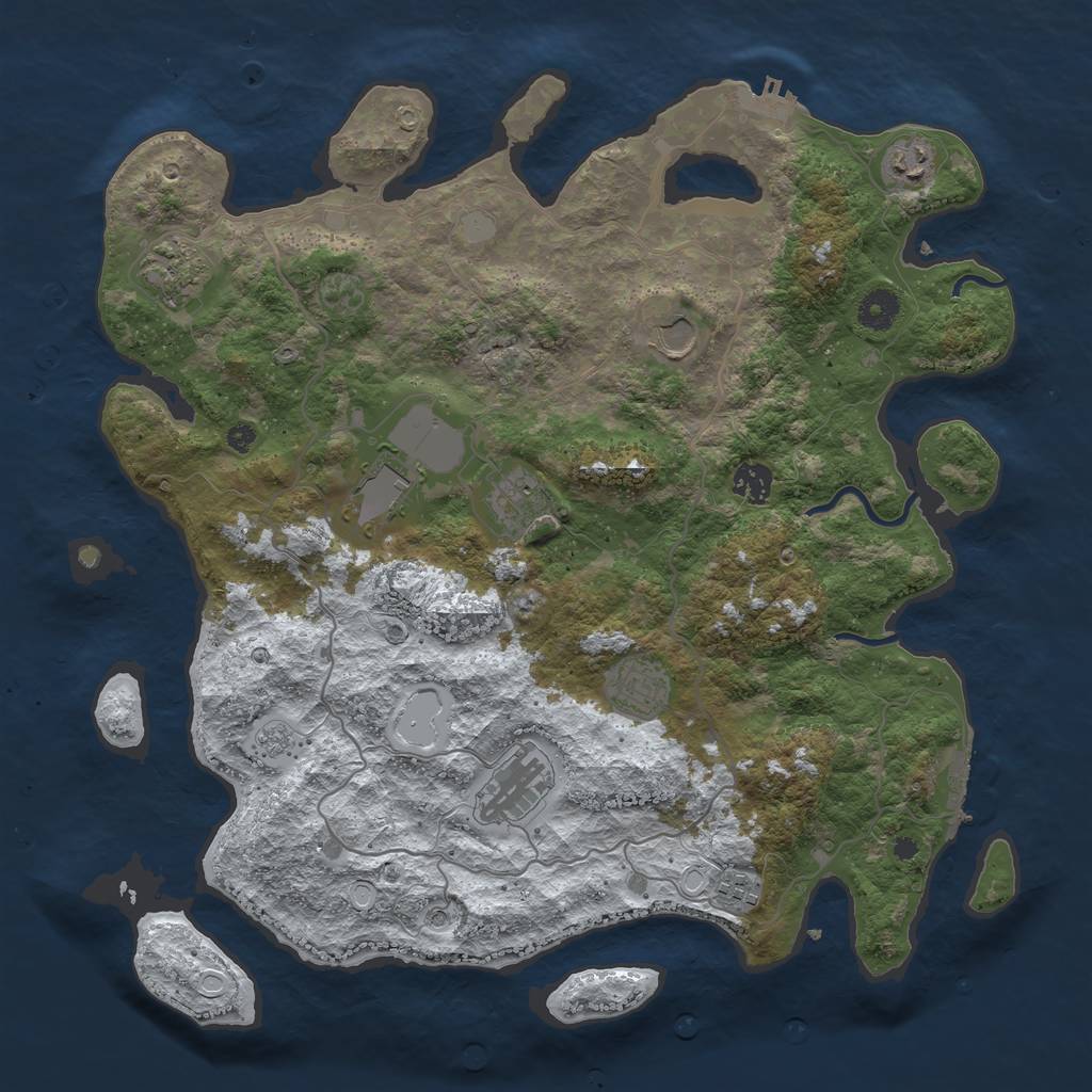 Rust Map: Procedural Map, Size: 4000, Seed: 120734, 18 Monuments