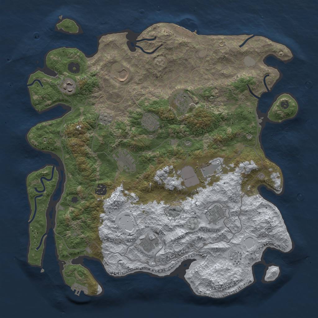 Rust Map: Procedural Map, Size: 4000, Seed: 927677, 19 Monuments