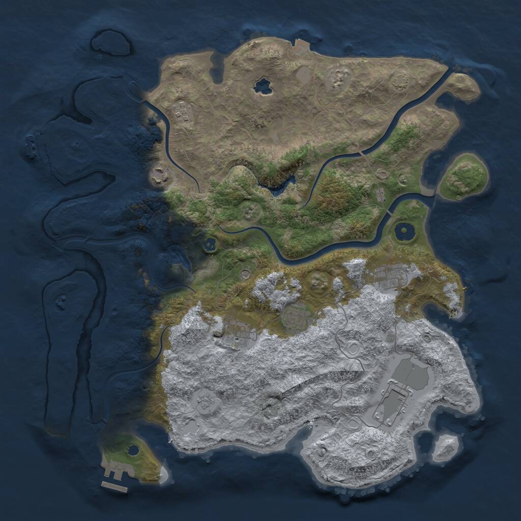 Rust Map: Procedural Map, Size: 4000, Seed: 927677, 12 Monuments